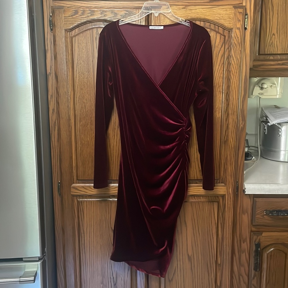 Wine velvet dress